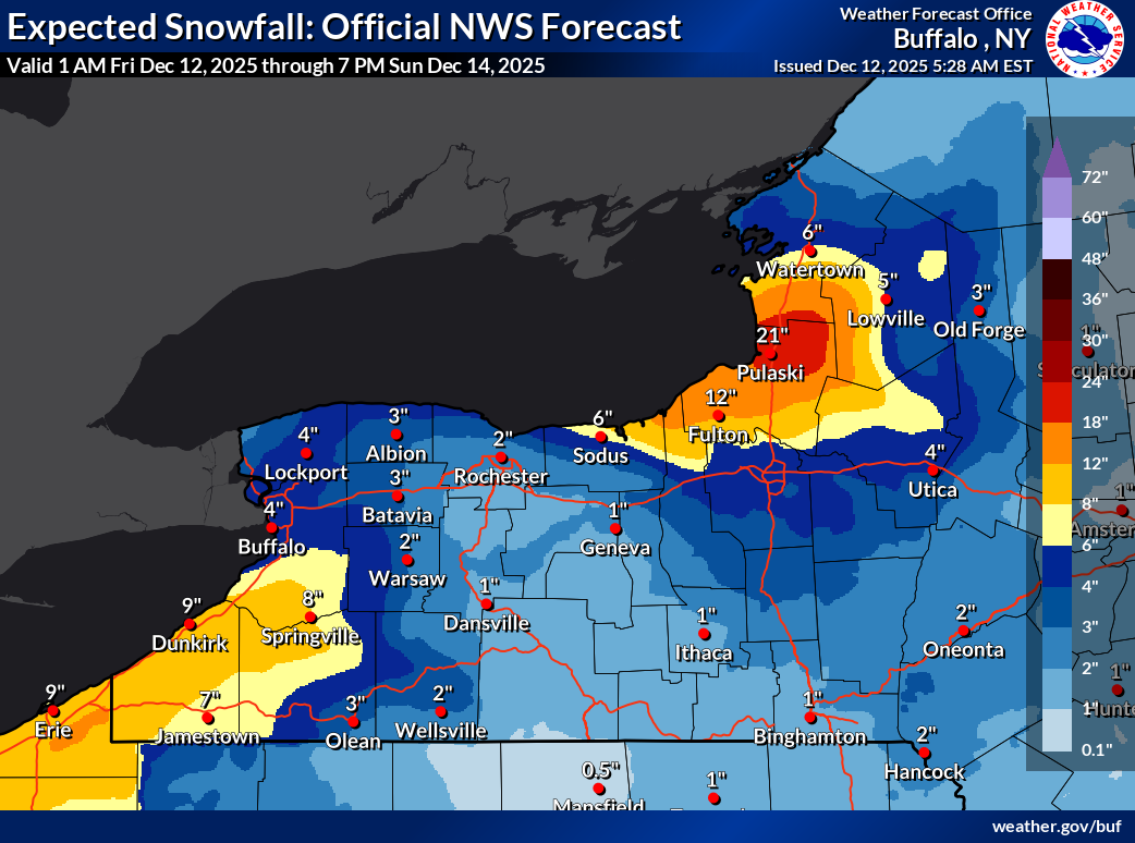 Wintry weekend in store with winter storm watch for southern tier