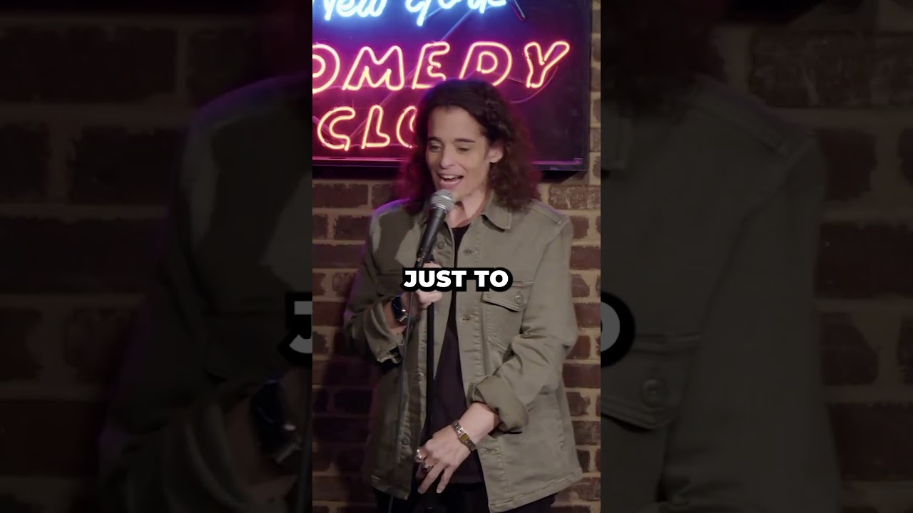Stand-up comic confronts a man eating snacks during her set