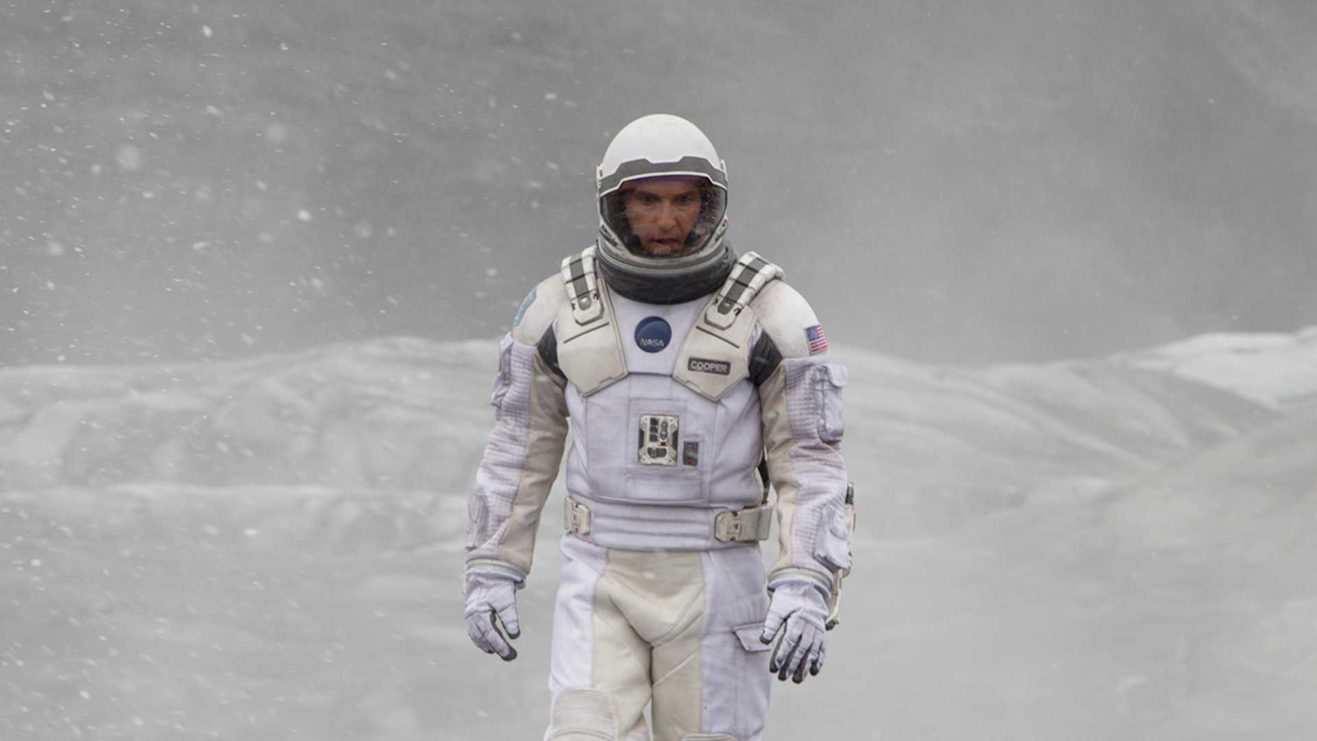 Cooper (Matthew McConaughey) walks on an alien planet in Interstellar
