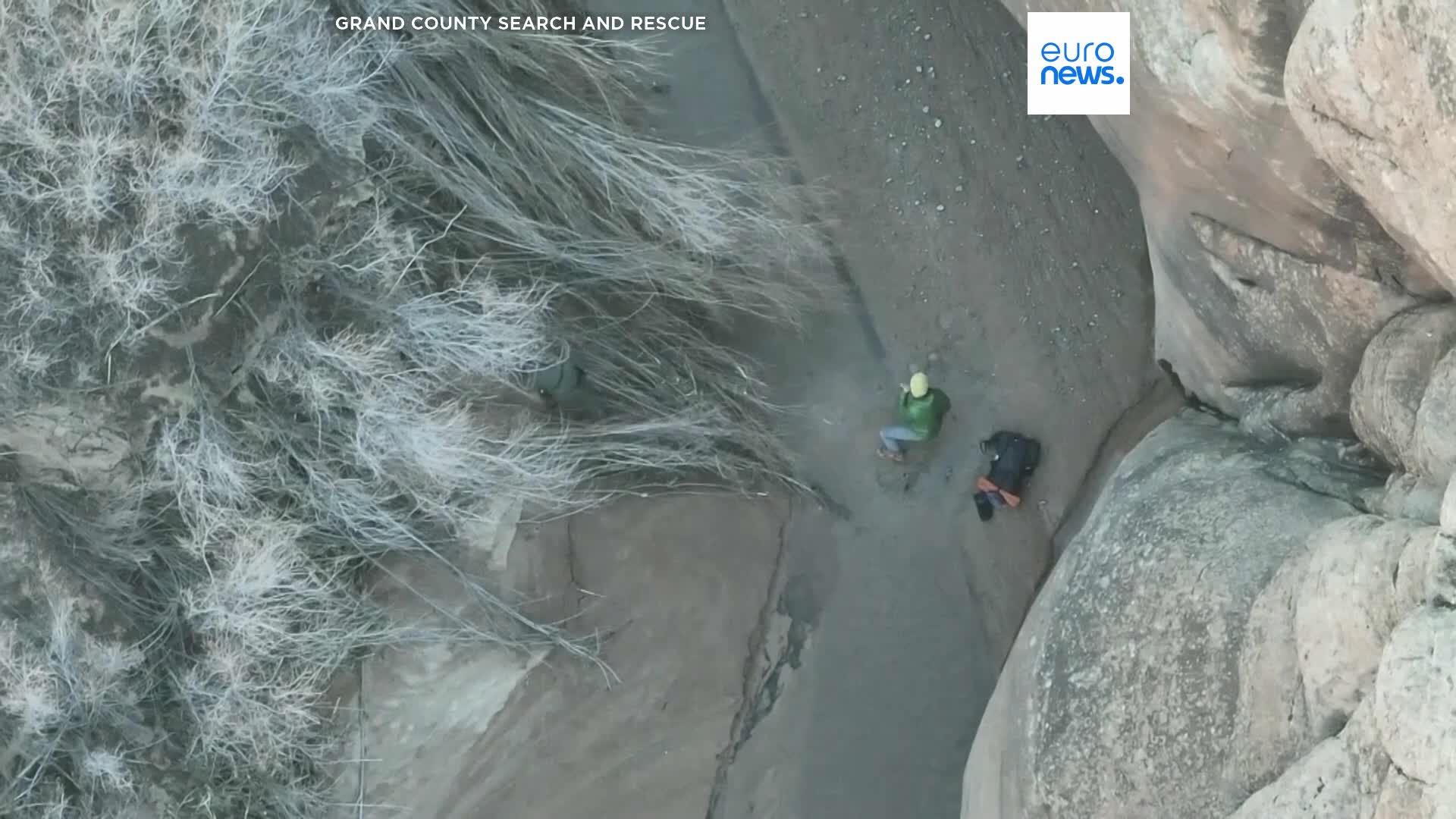 Moment hiker rescued from quicksand after activating SOS signal