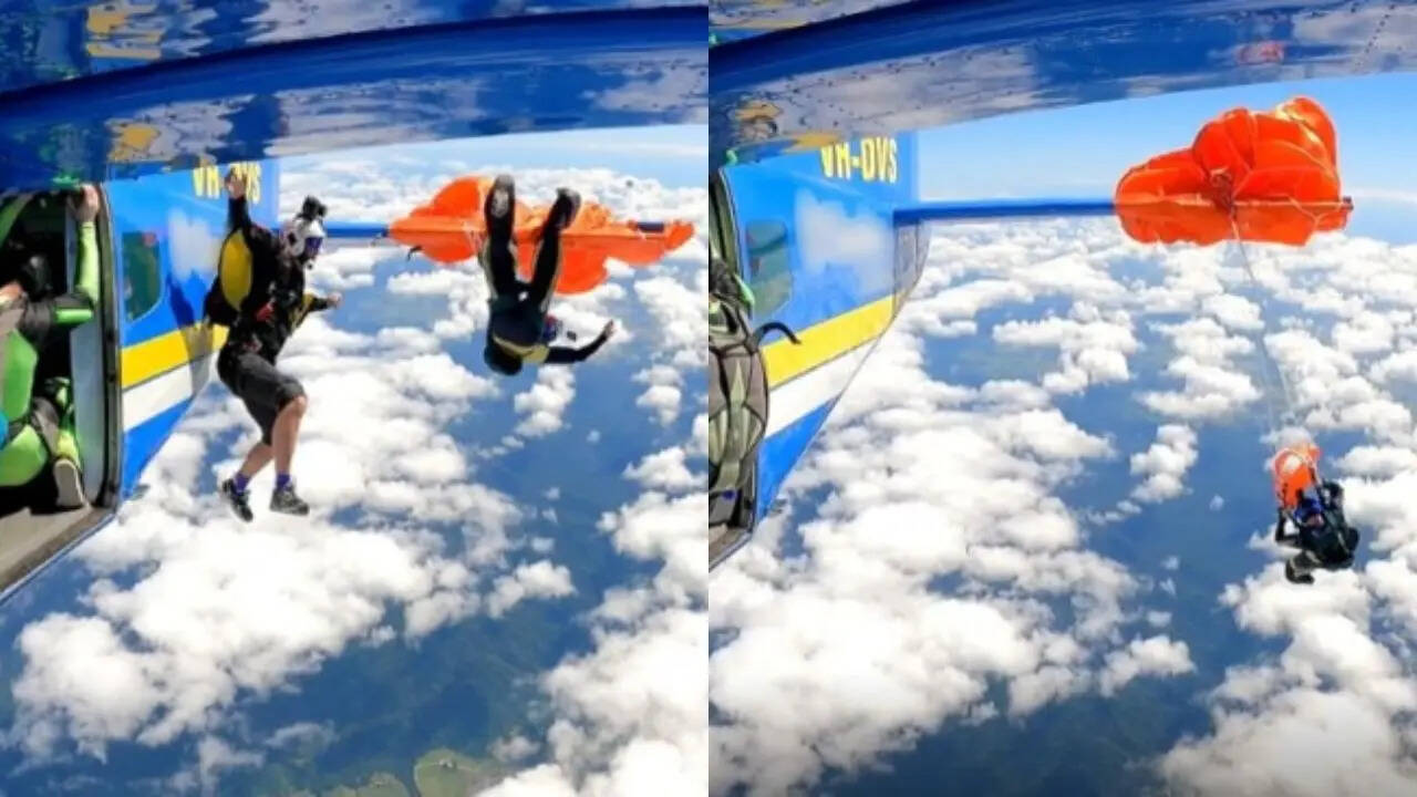 Image for उड़ते प्लेन से लगाने वाला था छलांग, विमान के पंखे से उलझा पैराशूट, जिंदगी और मौत के बीच झूलता दिखा स्काईडाइवर