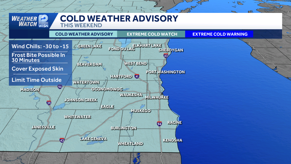 Cold weather advisory issued for all of SE Wisconsin with wind chills ...