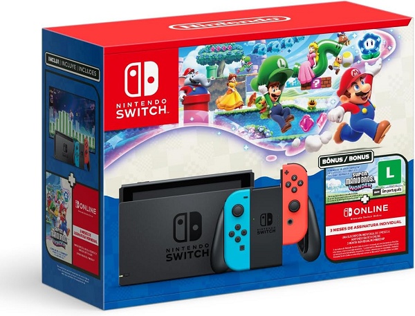Nintendo Switch com Super Mario Bros. Wonder + 3 meses de assinatura ...