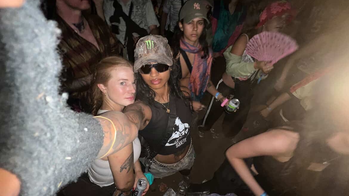 Partygoers using walking sticks after ketamine, drug use at music festivals