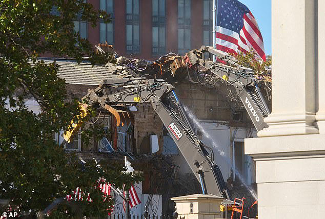 President Donald Trump approved the demolition of the East Wing without going through the proper channels, a new lawsuit alleges from a top historic preservation group. A piece of machinery crashes through the East Wing wall in October 