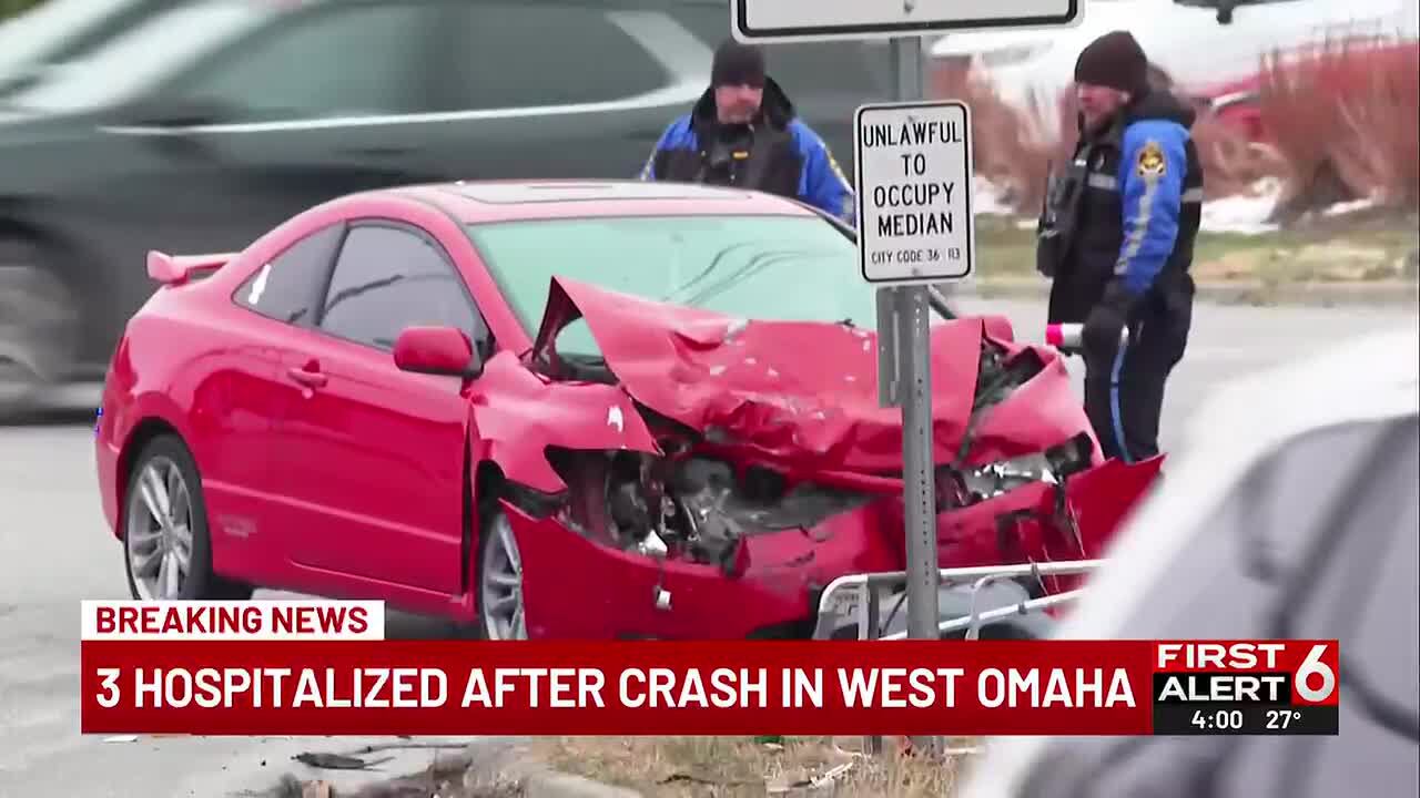 Three hospitalized after crash in West Omaha, police say
