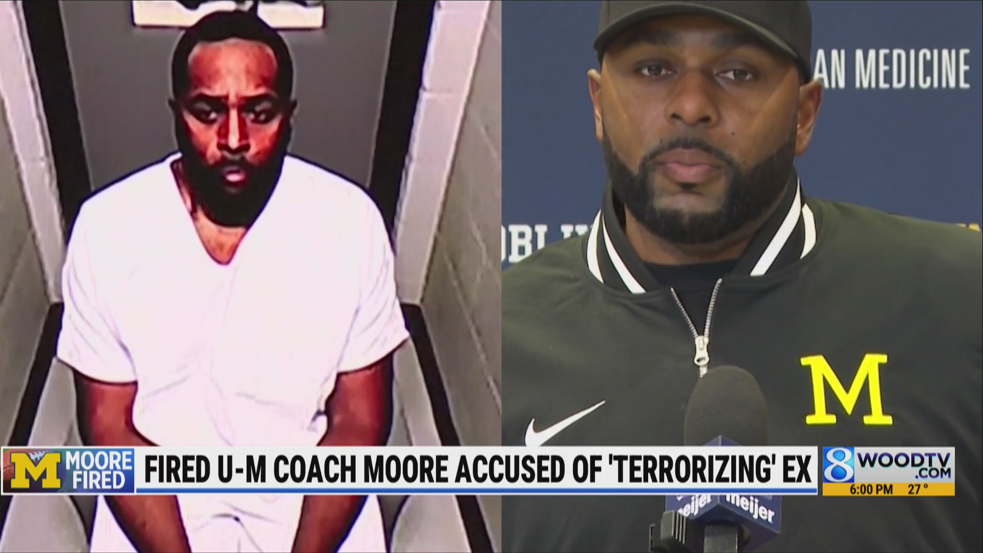 Fired Michigan coach Sherrone Moore accused of forcing his way into ex ...
