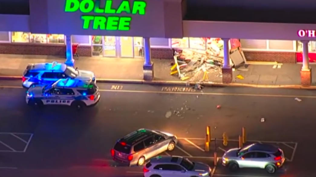 Driver crashes through front of Dollar Tree store in Worcester