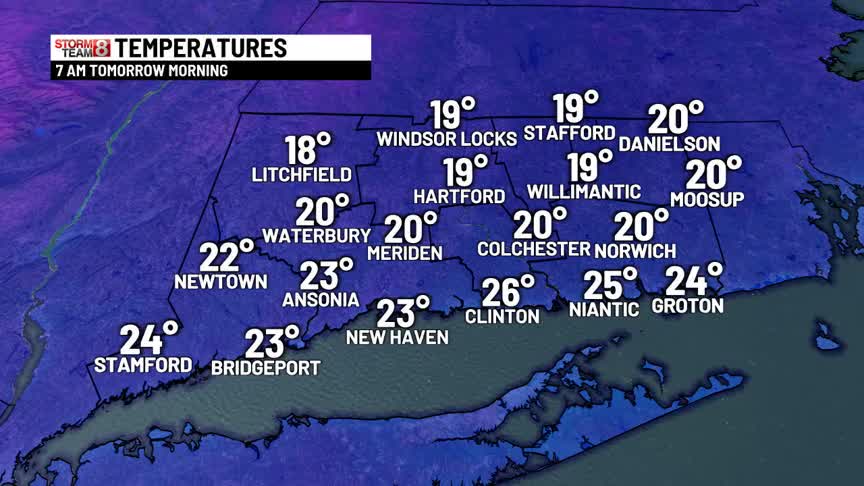 Clear and cold overnight with partly to mostly cloudy skies on Saturday