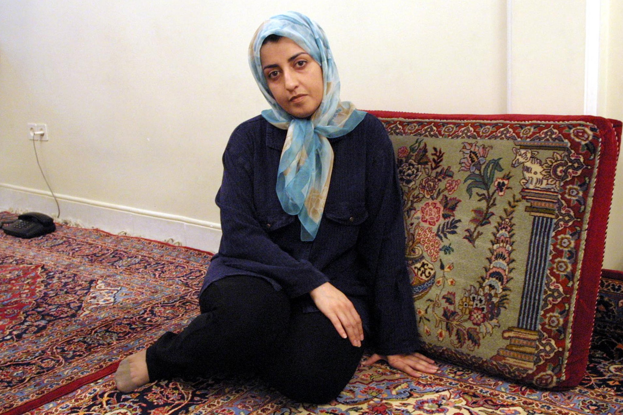 File picture dated 4 September 2001 shows Iranian peace activist Narges Mohammadi at her home in Tehran following her release from prison after posting 100 million rials (12,000 USD) in bail (AFP/Getty)