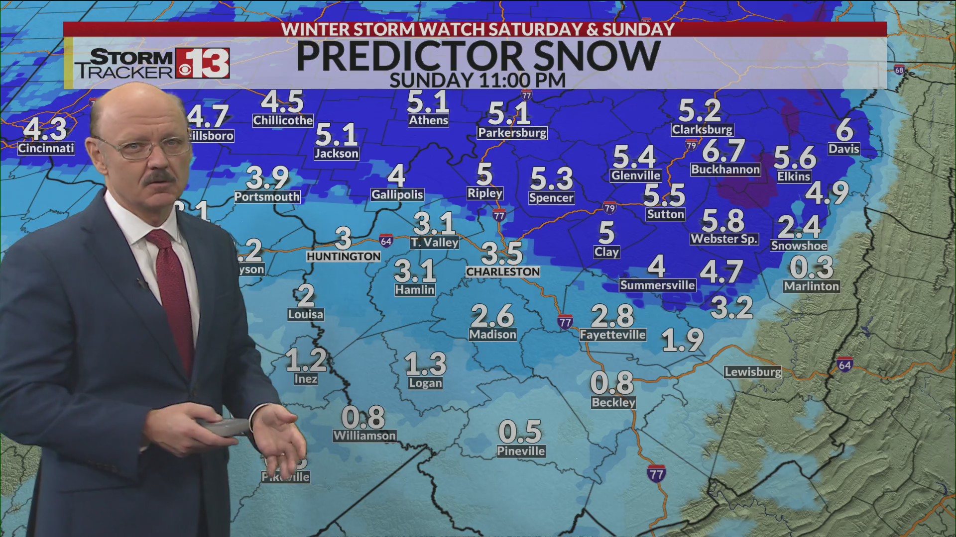 Winter storm warnings for Saturday night and Sunday