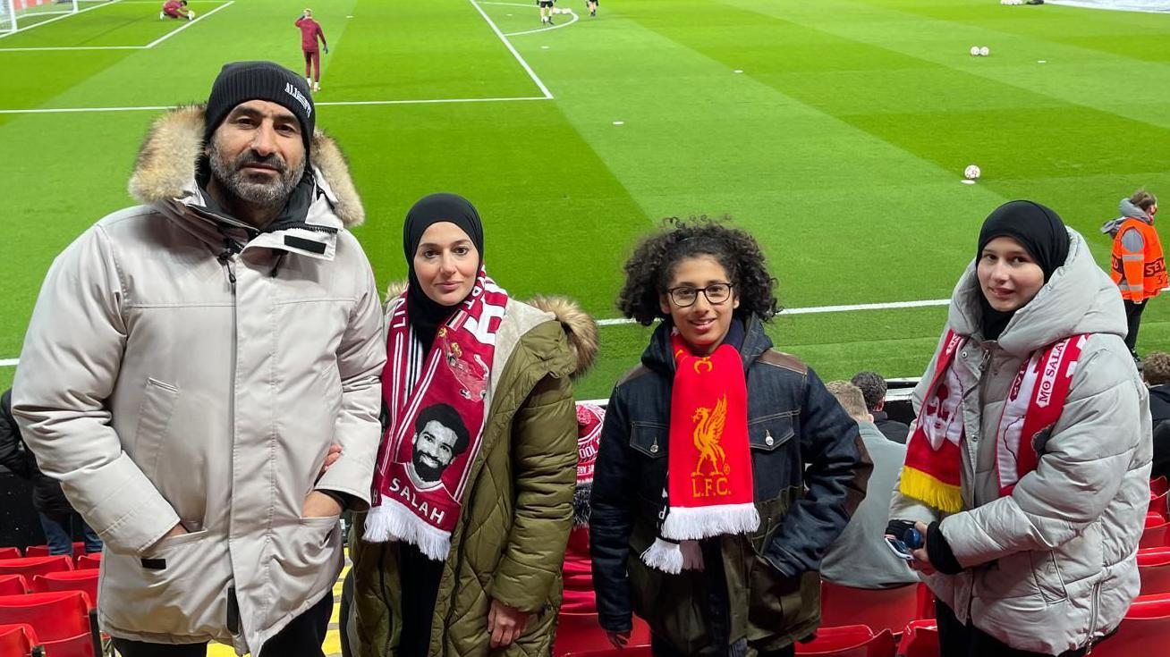 Egyptian-born Mohamad Farouk (left with his family) has met Salah at local mosques and at Anfield