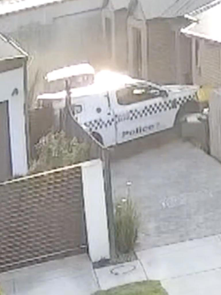 Wild moment shirtless man rams cop car