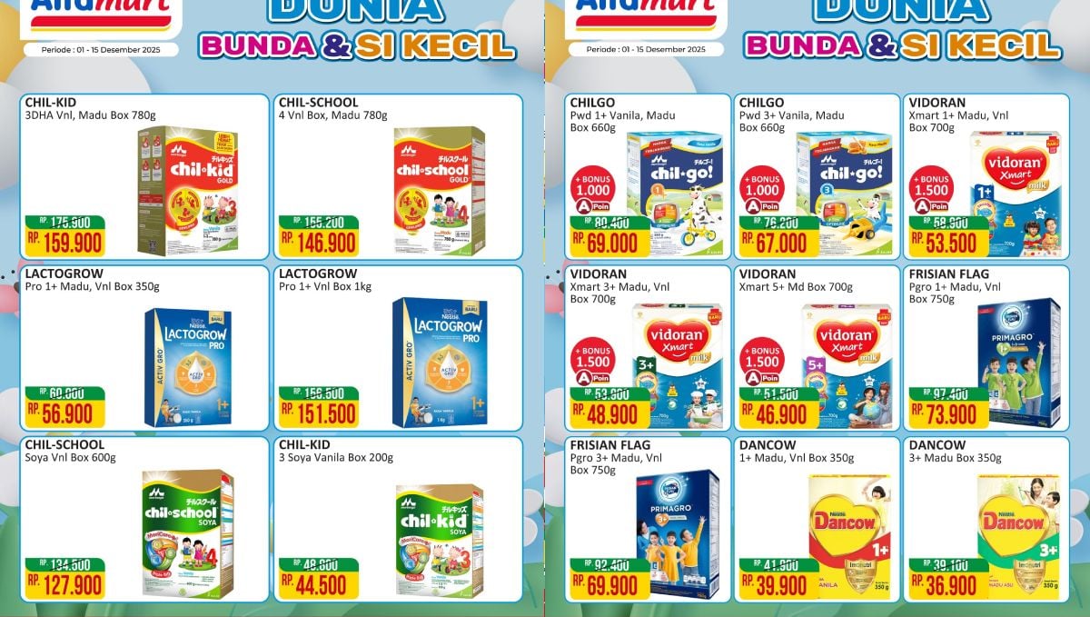 Cashback JSM Kembali! Diskon Susu Favorit Keluarga Hingga Rp20.000 di Alfamart Hari Ini