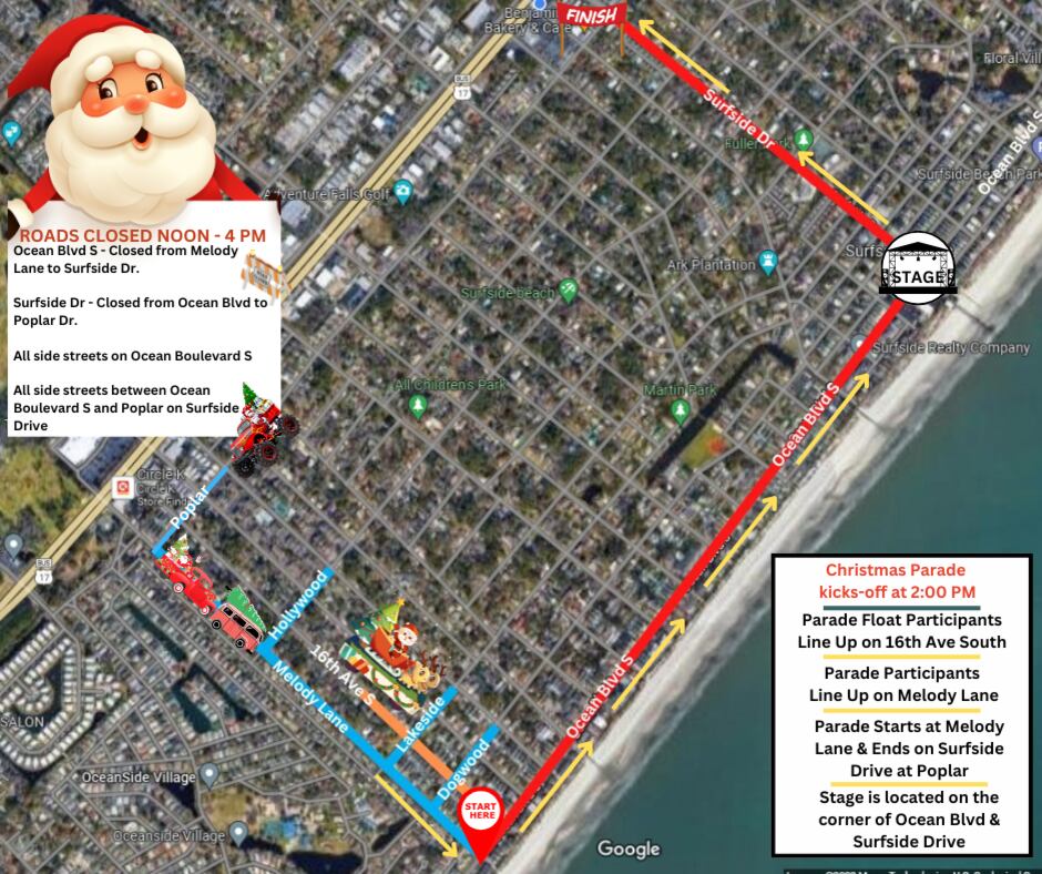 Road closures announced for Surfside Beach Christmas parade