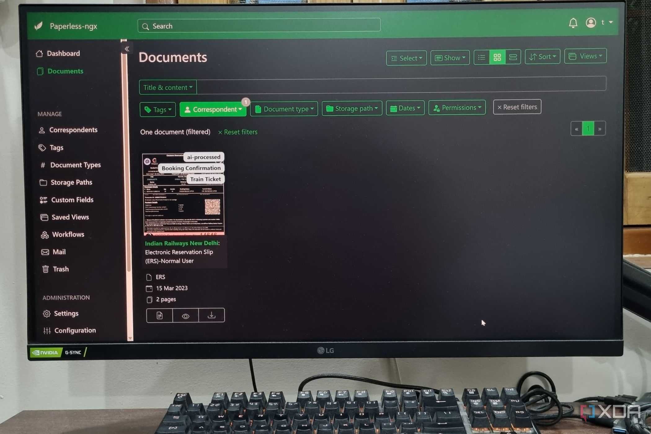 photo of windows pc with paperless ngx ai in chrome