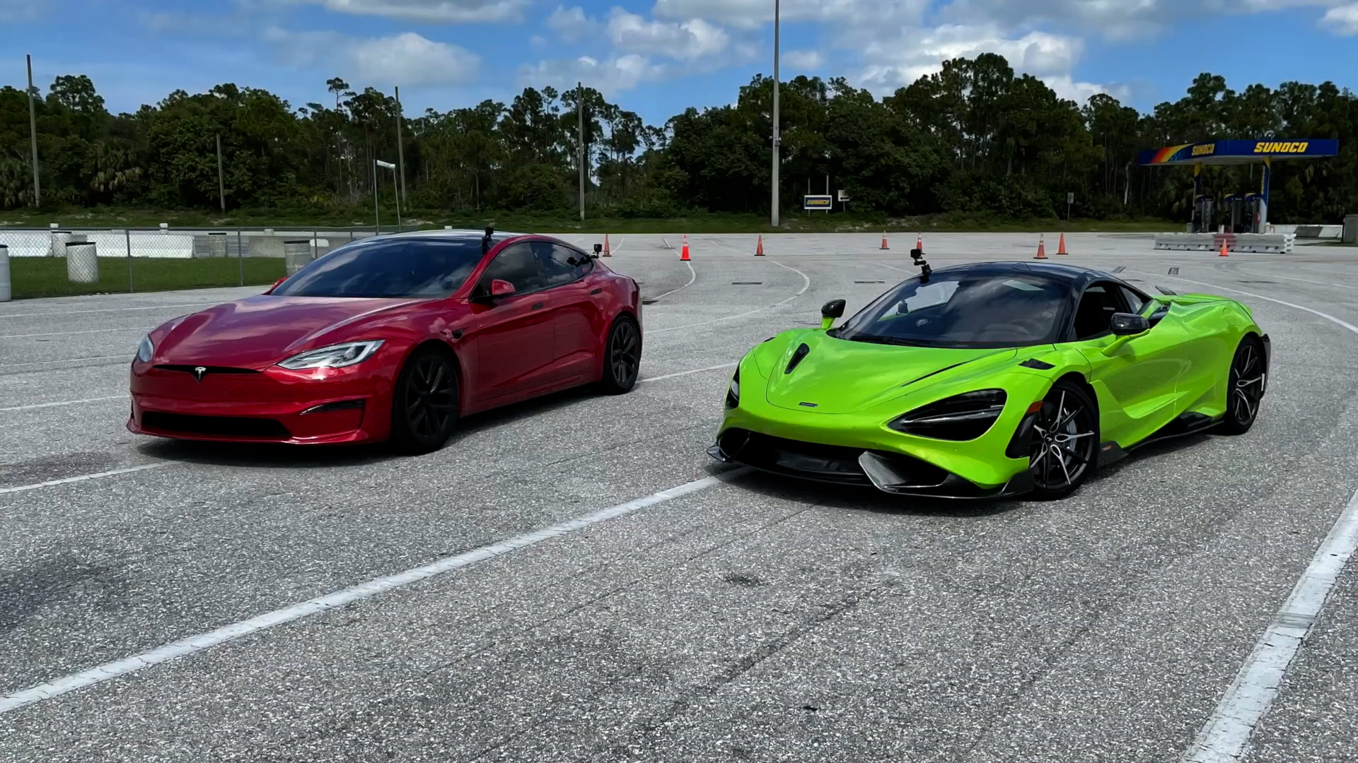 McLaren takes on Plaid in drag race