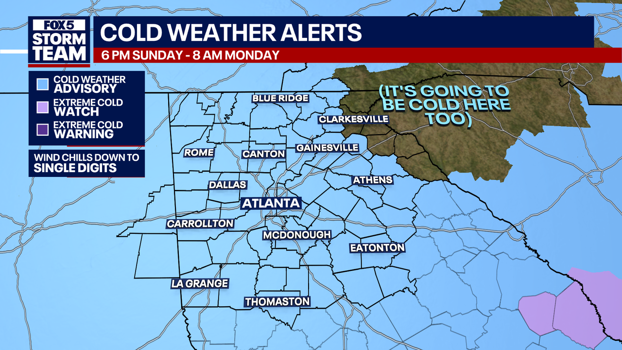 Metro Atlanta forecast: Cold air, wind chills in teens overnight