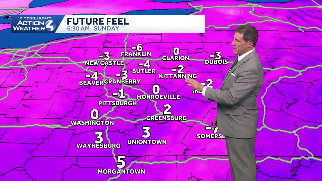 Bitter cold temperatures for Sunday morning in Pittsburgh