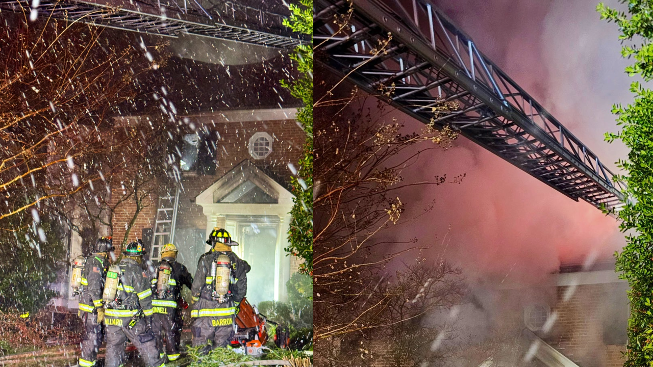 Residents escape as firefighters battle snowy multi-level house fire in ...
