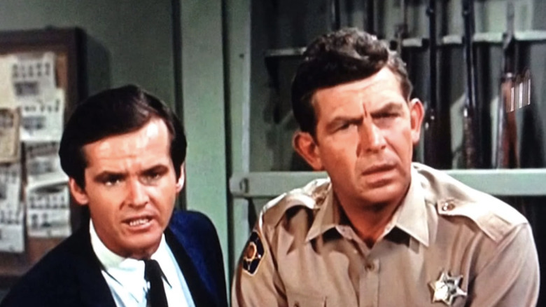 Jack Nicholson's Mr Garland stands next to Andy Griffith's Andy Taylor in The Andy Griffith Show