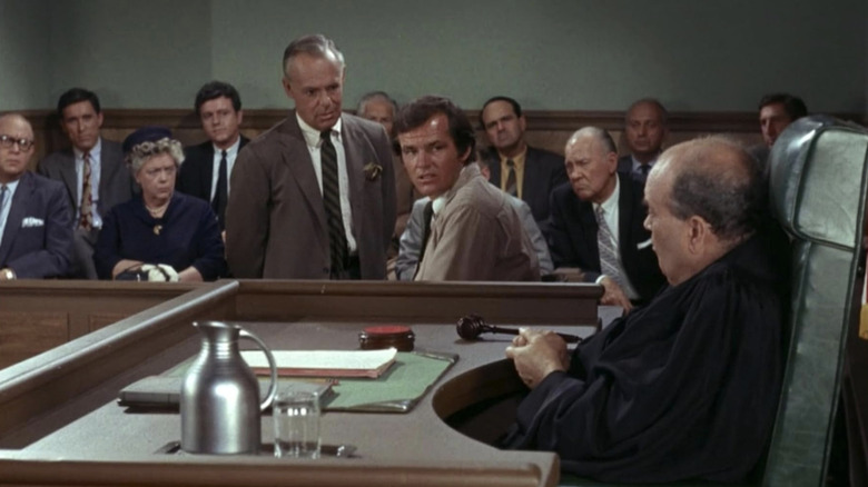 Jack Nicholson's Marvin Jenkins sits in the witness box in court in The Andy Griffith Show