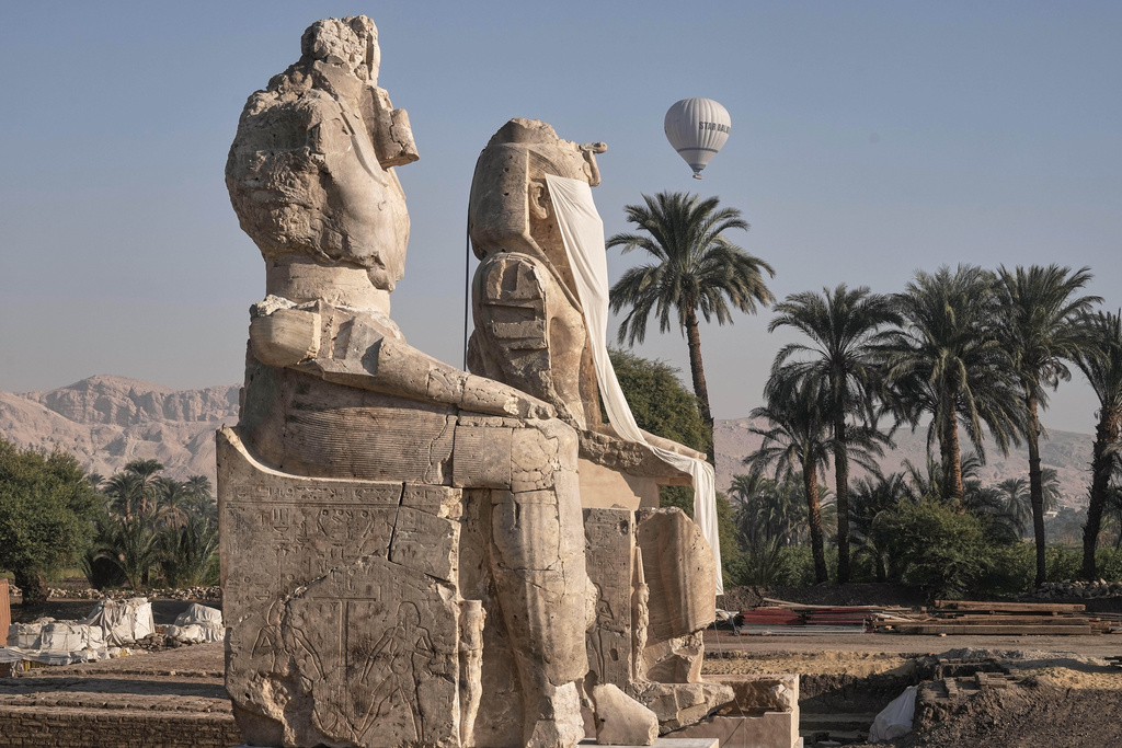 Egypt reveals restored colossal statues of pharaoh in Luxor<br><br>