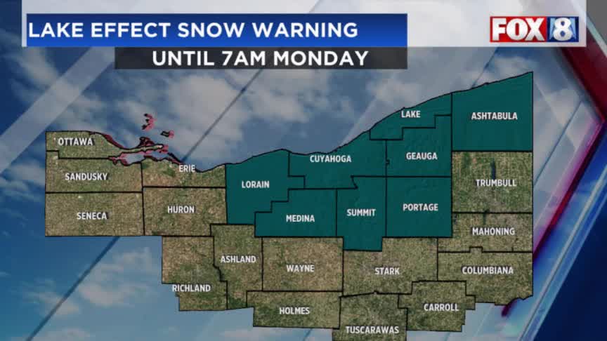 Lake effect snow warning continues in NE Ohio