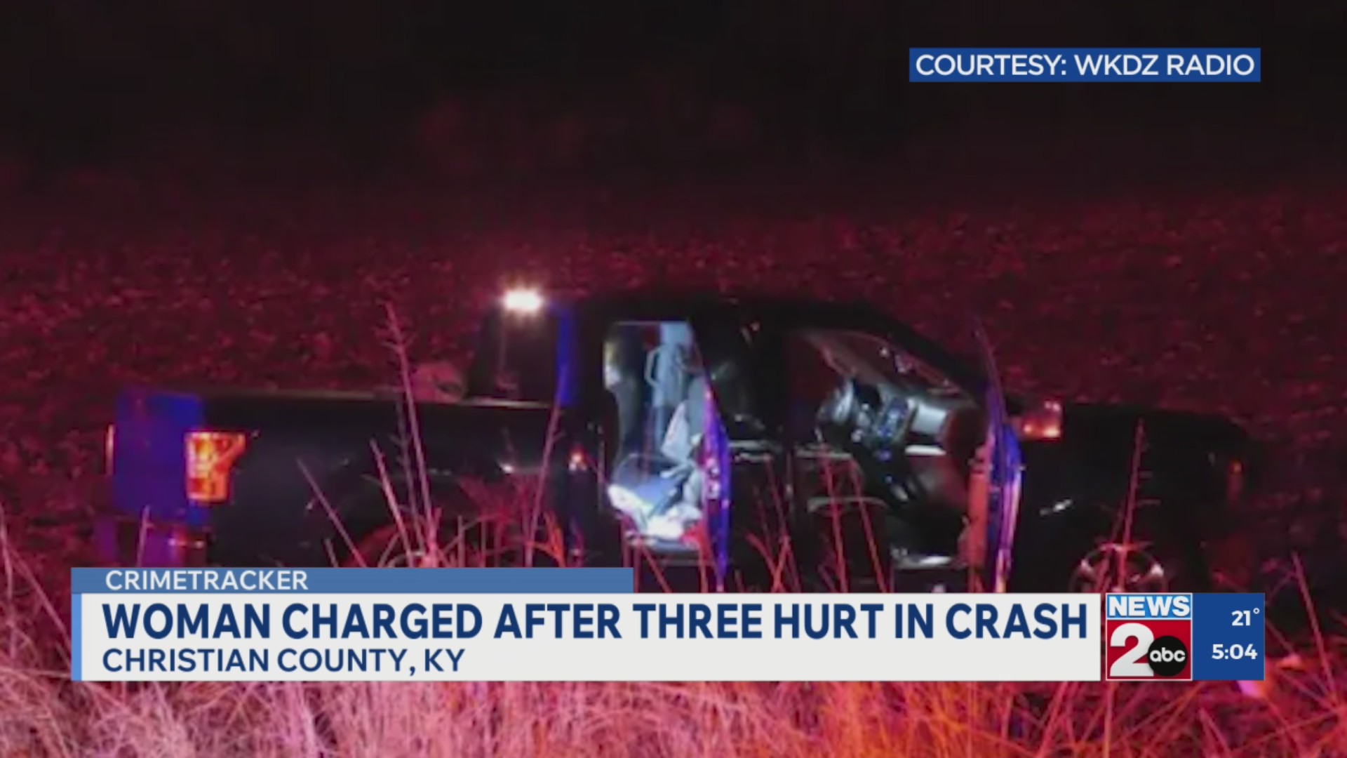 Woman charged after 3 injured in Christian County crash