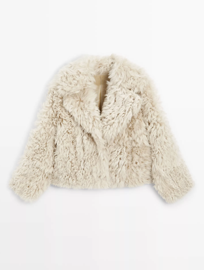 Massimo Dutti, Short Leather Coat With Fur - Studio