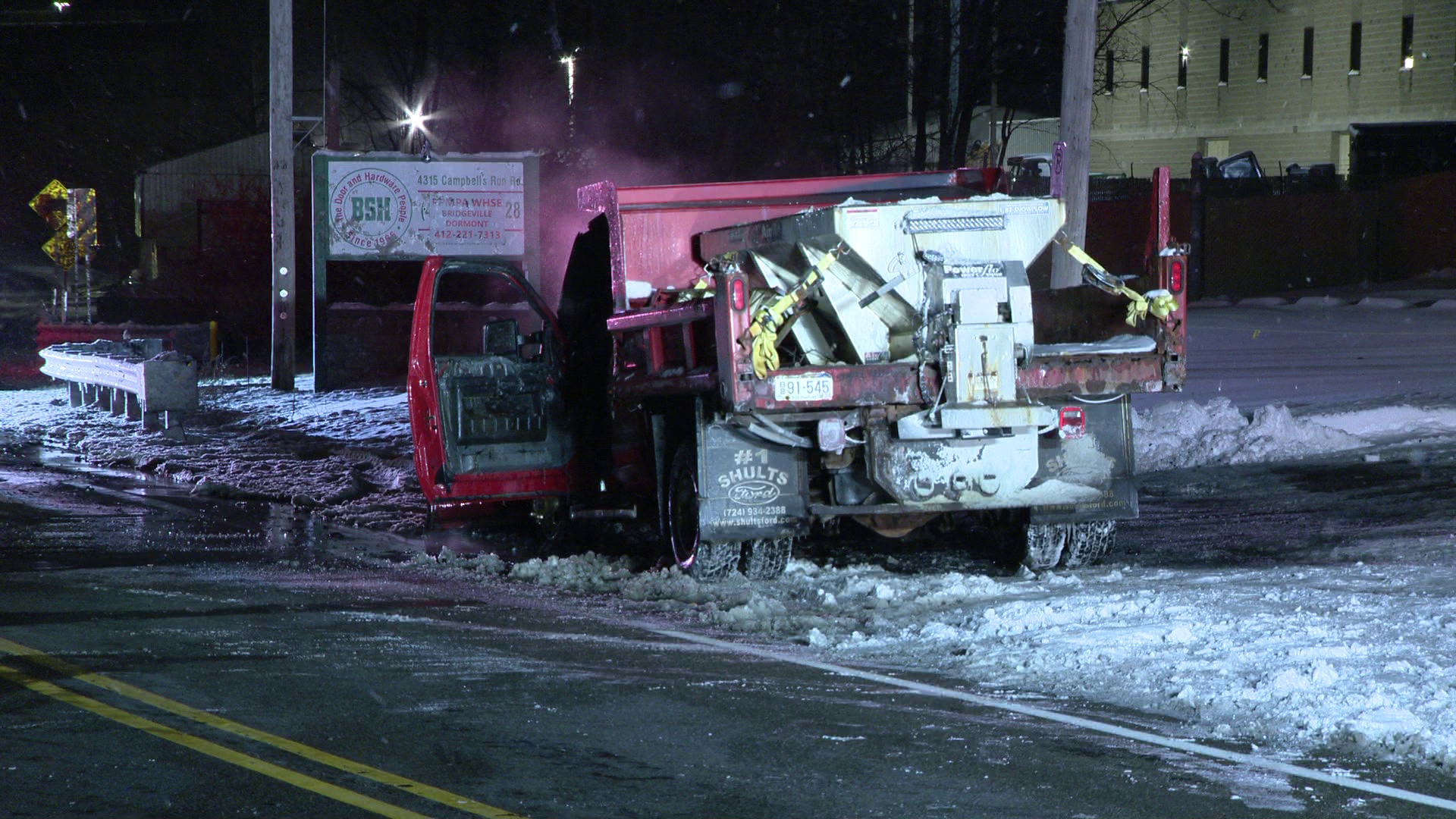 Snow plow catches fire in Allegheny County<br>