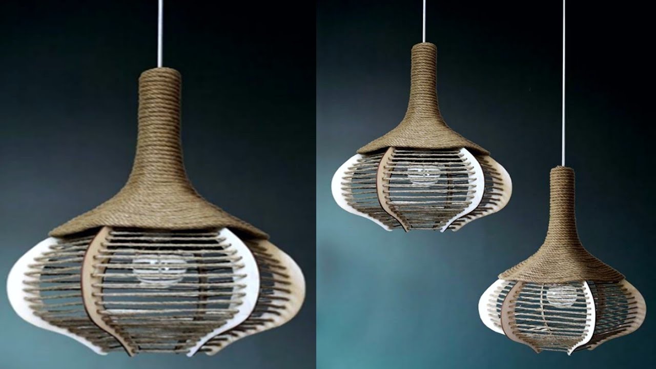 DIY pendant hanging lamp from cardboard