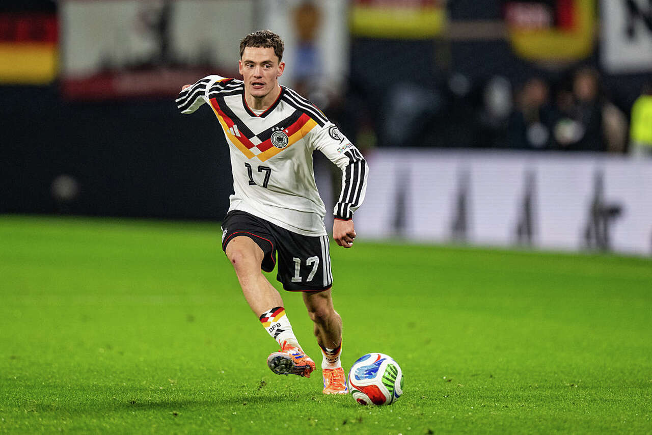 Florian Wirtz of Germany runs with the ball during the FIFA World Cup 2026 qualifier match between Germany and Slovakia at Red Bull Arena on November 17, 2025 in Leipzig, Germany. (Kevin Voigt/Getty Images)
