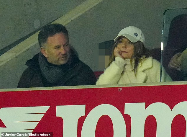 Halliwell looked distinctly bored during her appearance at Brentford's Gtech Community Stadium on Sunday afternoon 