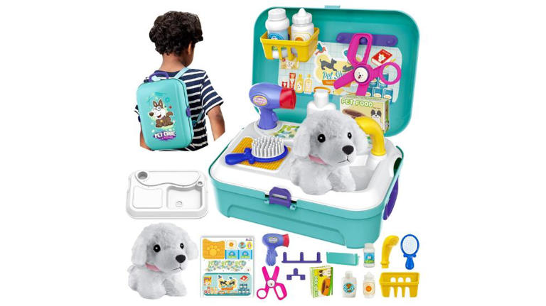 COLORBABY Maletín Peluquería Canina 3 En 1 Go Go Friends – Set Veterinario Con Perrito Y Accesorios, Juguete De Imitación Para Niños De 3 Años En Adelante