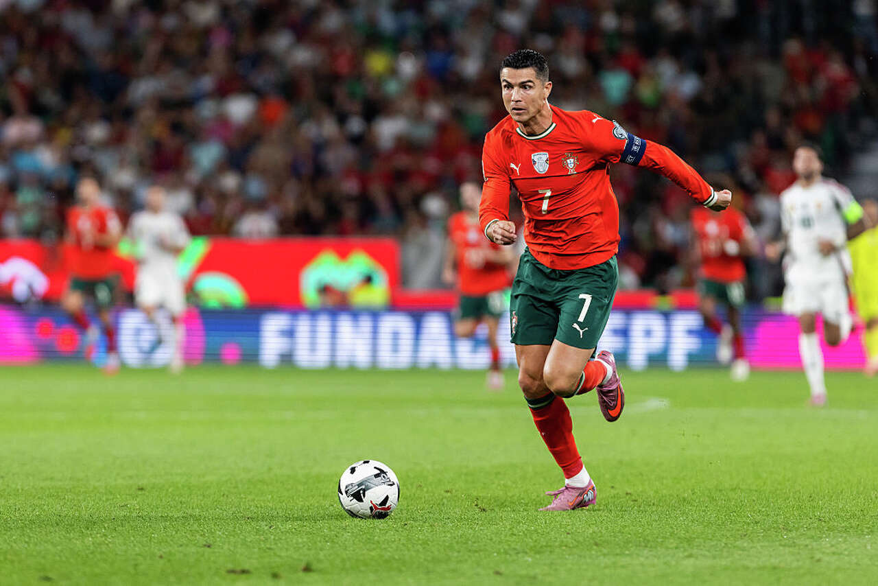 Cristiano Ronaldo of Portugal seen in action during the FIFA World Cup 2026 qualifying round match between Portugal and Hungary at Alvalade Stadium. (SOPA Images/SOPA Images/LightRocket via Gett)