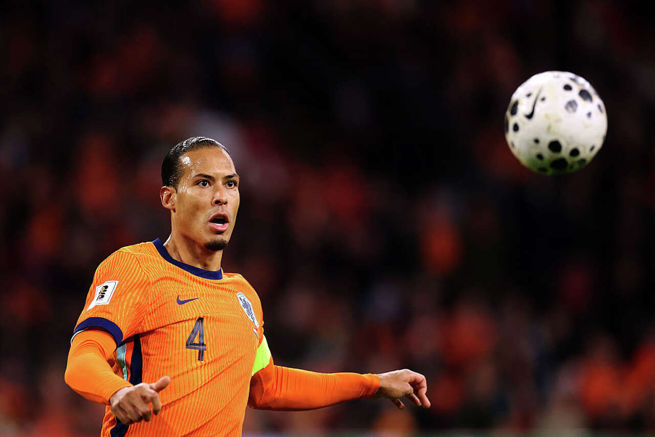 Virgil van Dijk of Netherlands in action during the FIFA World Cup 2026 qualifier match between Netherlands and Lithuania at Johan Cruijff Arena on November 17, 2025 in Amsterdam, Netherlands. (Dean Mouhtaropoulos/Getty Images)