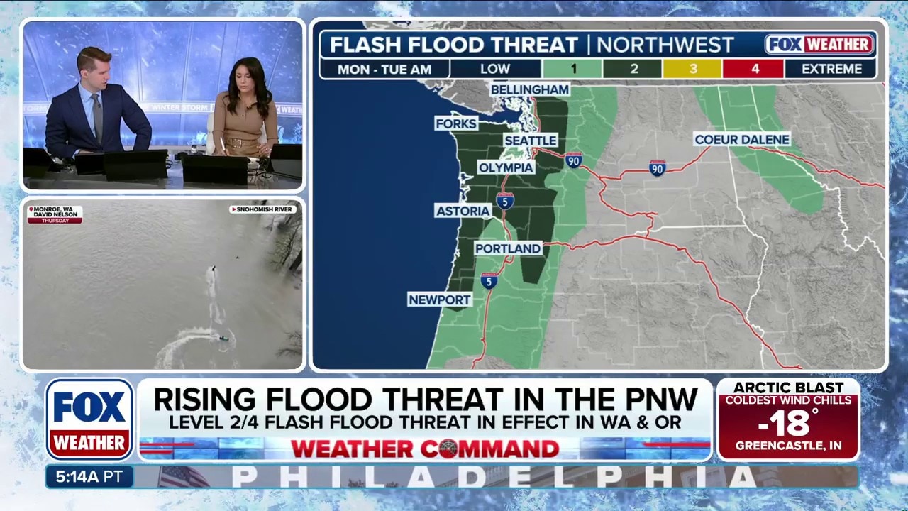 Flood threat renews as latest atmospheric river soaks Pacific Northwest ...