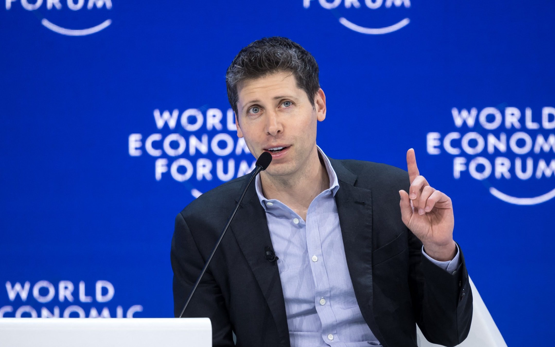 Sam Altman, chief executive of ChatGPT-maker OpenAI, addresses delegates at the World Economic Forum in Davos in 2024