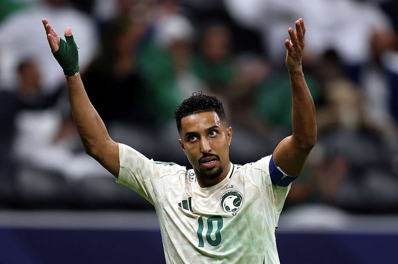 Salem Aldawsari of Saudi Arabia reacts during the FIFA Arab Cup 2025 Group B match between Comoros and Saudi Arabia at Al Bayt Stadium on December 05, 2025 in Al Khor, Qatar. (Mohamed Farag - FIFA/FIFA via Getty Images)