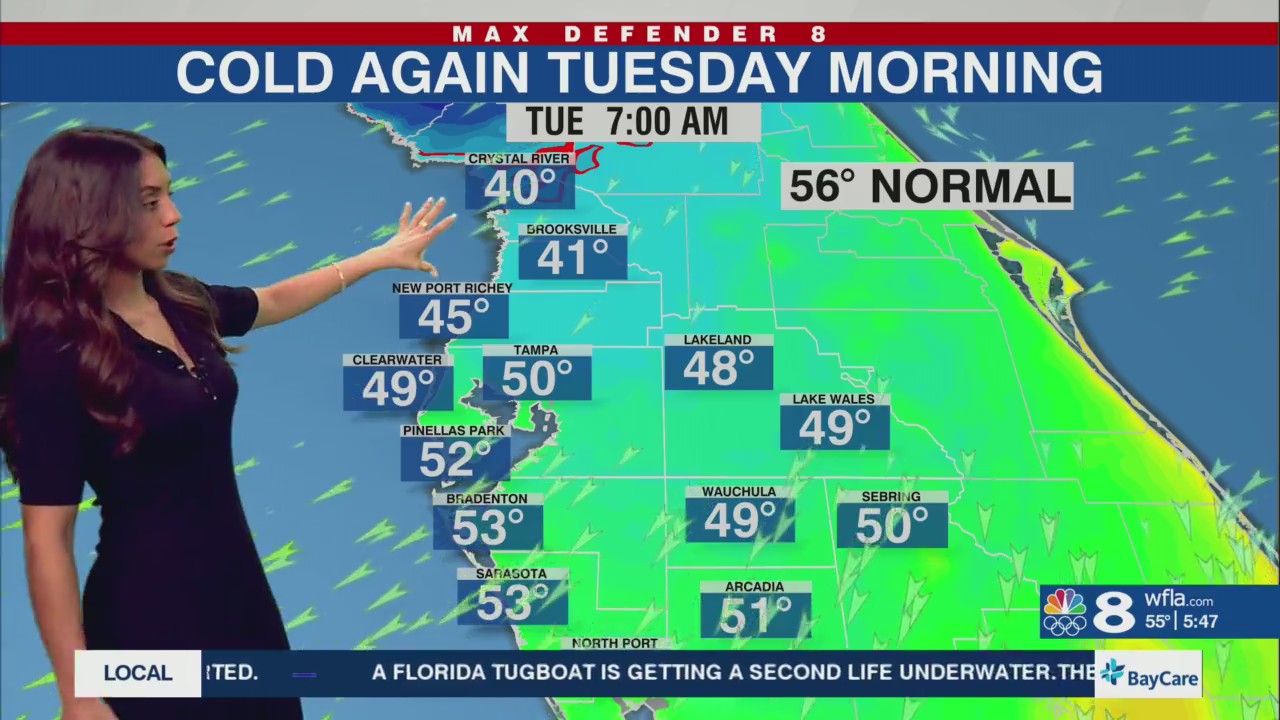 Chilly and breezy to start the work week in Tampa