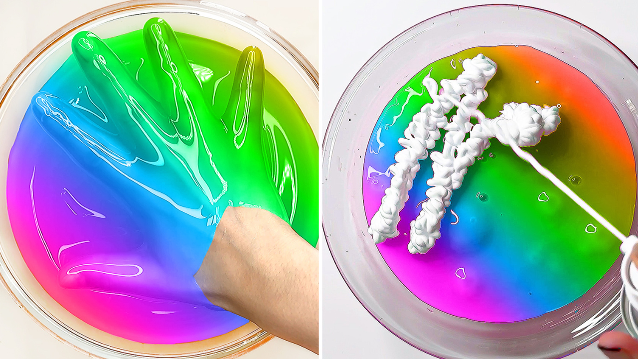 ASMR ¿Slime arcoíris presionado, cambia el patrón?