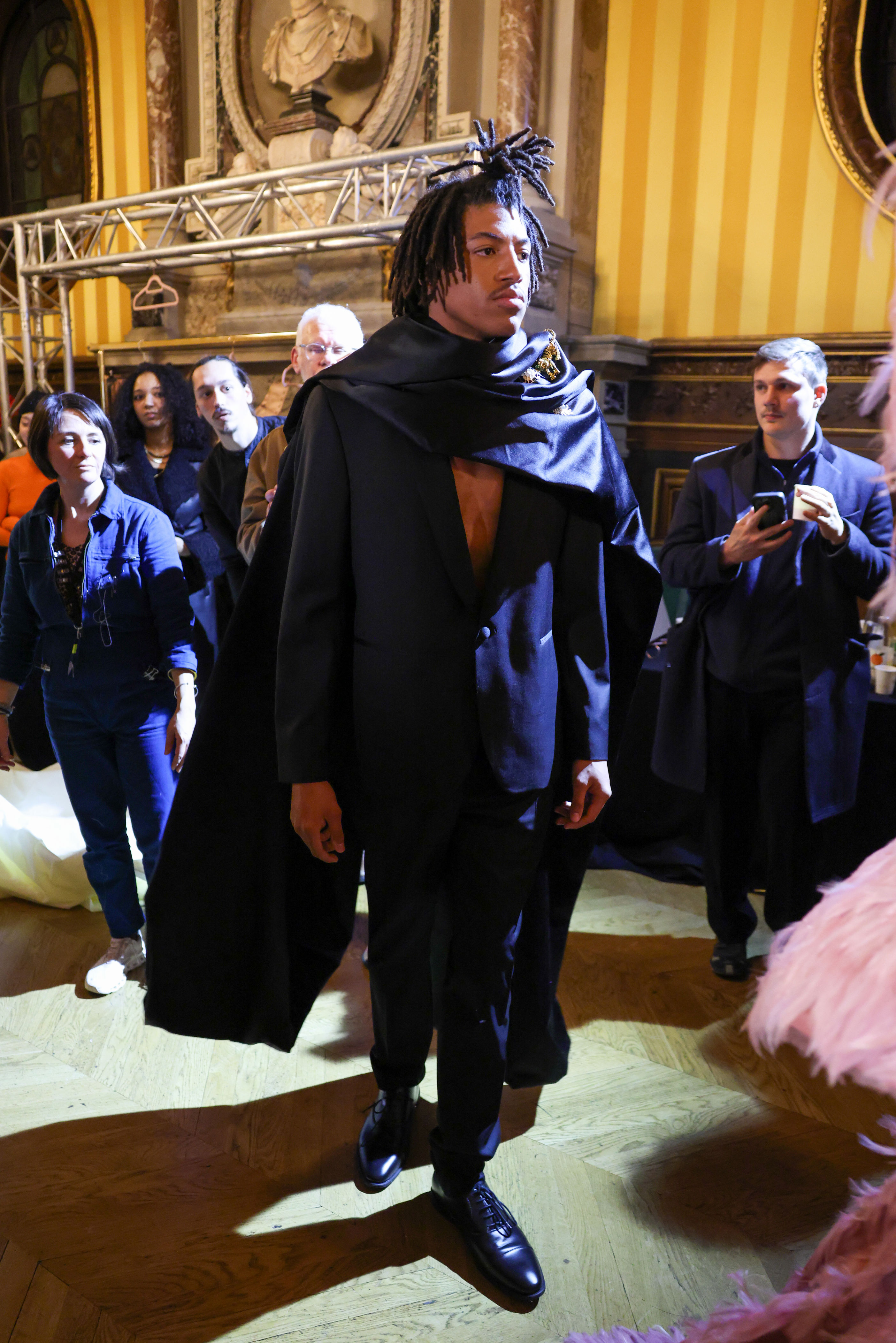 Henry Samuel backstage after the Lena Erziak Haute Couture Spring-Summer 2025 show.