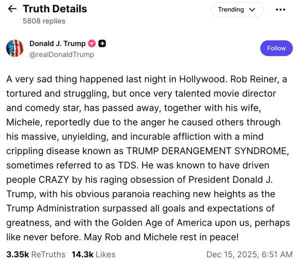 'Absolute horror' What Rob Reiner said about Charlie Kirk's death