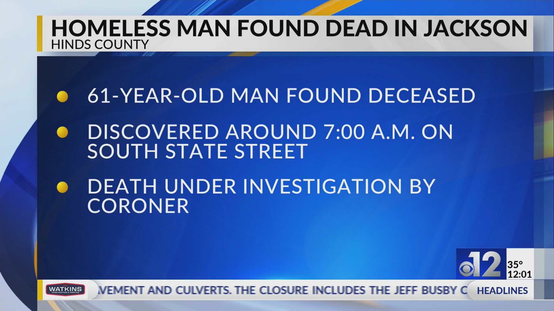 Homeless man found dead in Jackson after temperatures reach below freezing