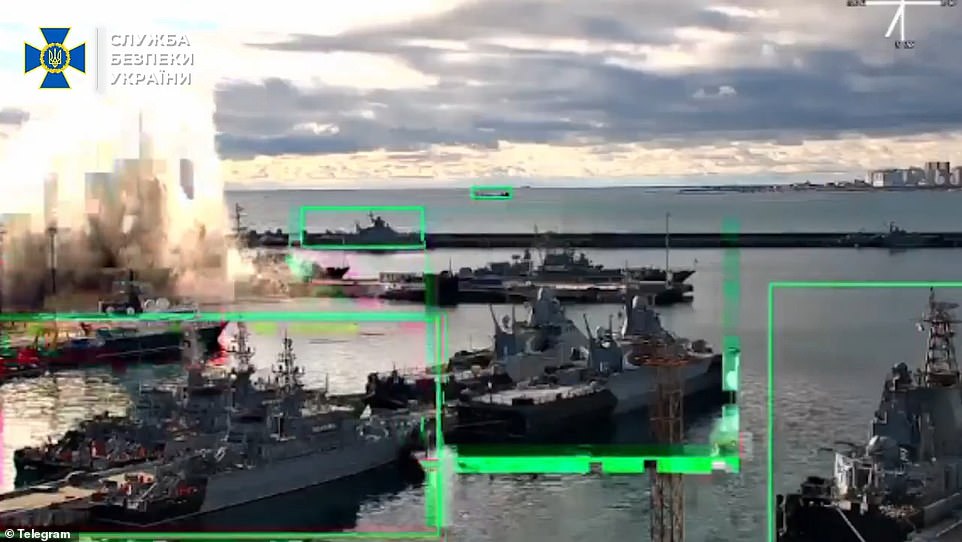 Ukraine hits Russian submarine with underwater drones