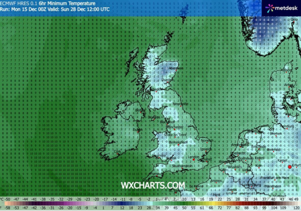 UK weather maps turn icy blue as brutal -6C Arctic freeze hits - 10 ...