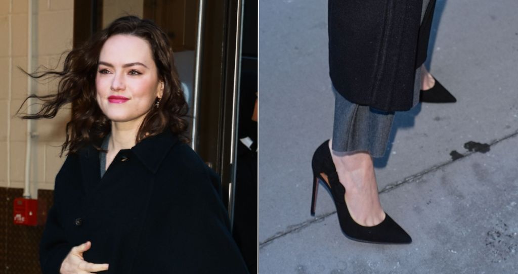 Daisy Ridley puts a side spin on the bow pump trend with Aquazzura in ...