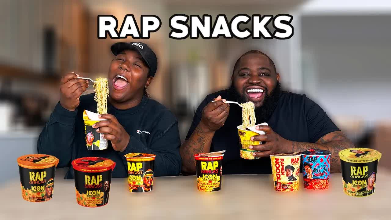 Trying every flavor of Rap Snacks noodles | Beef prime rib, lobster ...