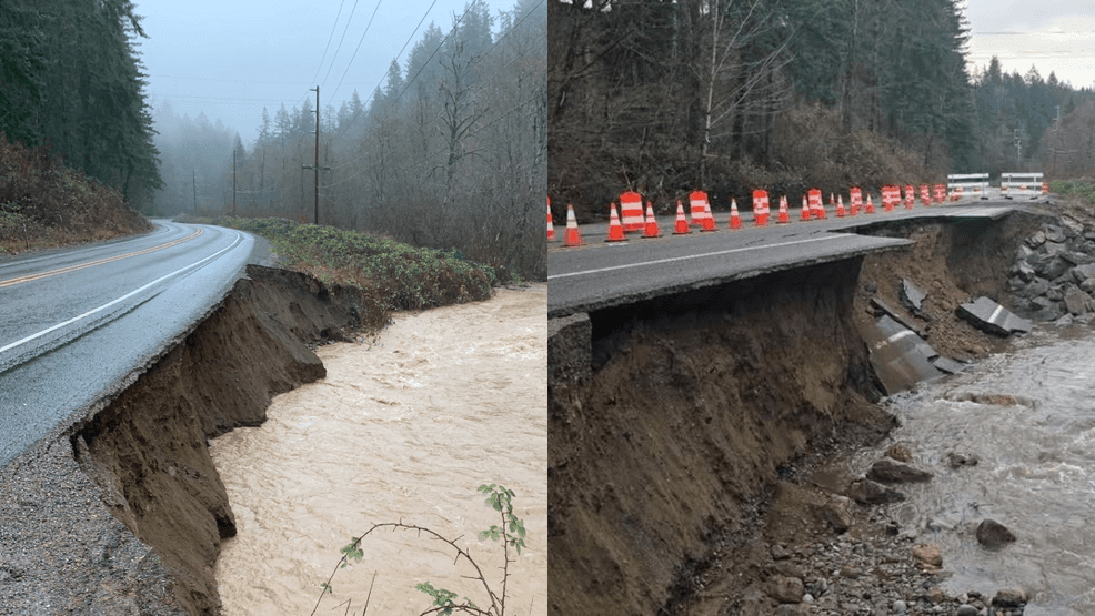 Highway 410 continues to collapse near Enumclaw after heavy flooding